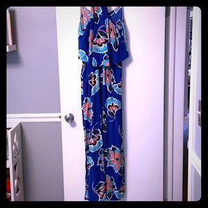 Blue Floral Print Maxi Dress